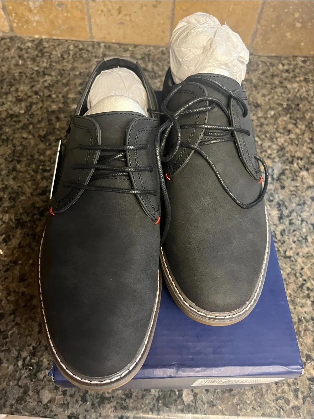 Jousen Men's Black Oxford suede Derby Shoes 7 NIB